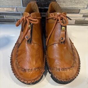 Like New Burnt Orange/ Brown- leather handmade mens stylish shoes 13